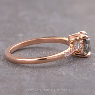 1.32 Carat Canadian Salt and Pepper Emerald Diamond Engagement Ring, Juliette Setting, 14K Rose Gold