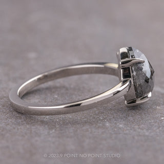 2.02 Carat Black Pear Diamond Engagement Ring, Jane Setting, Platinum