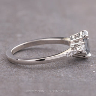 1.14 Carat Grey Hexagon Moissanite and Diamond Engagement Ring, Liza Setting, Platinum