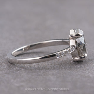 1.88 Carat Salt and Pepper Pear Diamond Engagement Ring, Jules Setting, Platinum