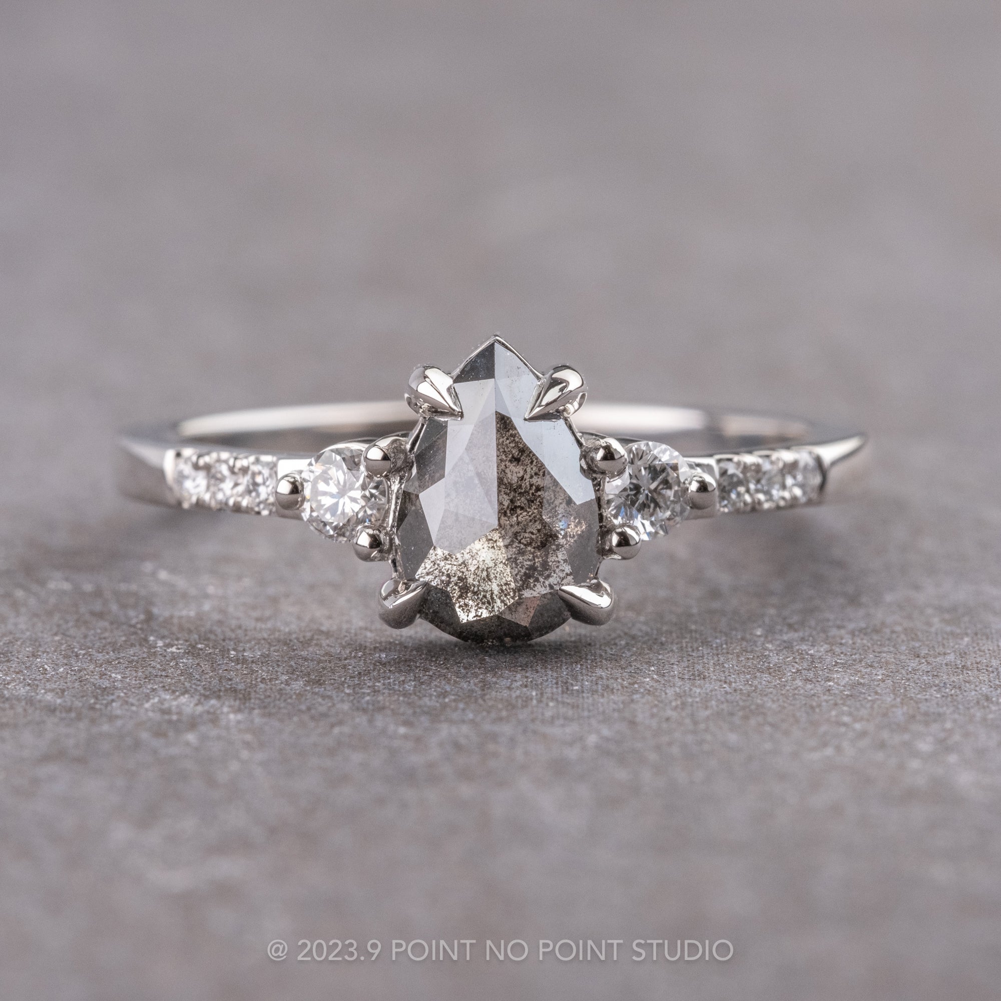 Salt and Pepper Diamond Engagement Ring, Point No Point Studio 3