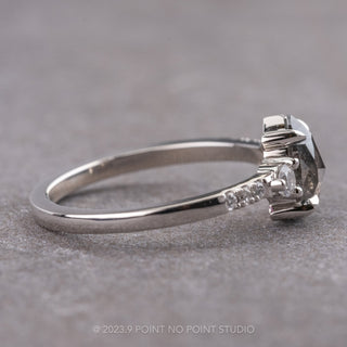 1.06 Carat Salt and Pepper Pear Diamond Engagement Ring, Eliza Setting, 14k White Gold