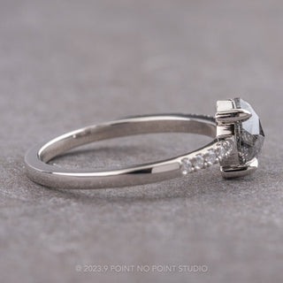 1.05 Carat Salt and Pepper Pear Diamond Engagement Ring, Jules Setting, 14k White Gold