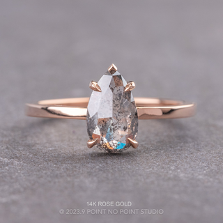1.85 Carat Salt and Pepper Pear Diamond Engagement Ring, Charlize Setting