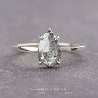 1.85 Carat Salt and Pepper Pear Diamond Engagement Ring, Charlize Setting