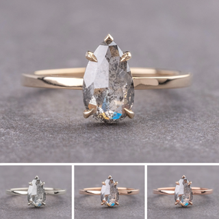 1.85 Carat Salt and Pepper Pear Diamond Engagement Ring, Charlize Setting