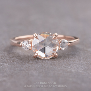1.37 Carat Clear Round Diamond Engagement Ring, Zoe Setting, Point No Point Studio. Available in a variety of metal types. Eco-friendly, Recycled Metals, Conflict Free.