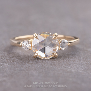 1.37 Carat Clear Round Diamond Engagement Ring, Zoe Setting, Point No Point Studio. Available in a variety of metal types. Eco-friendly, Recycled Metals, Conflict Free.