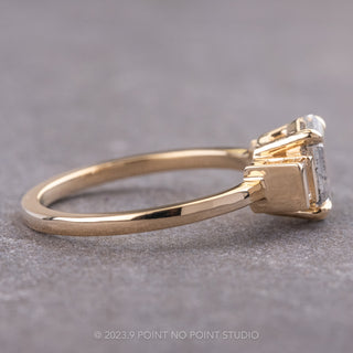 1.30 Carat Canadian Salt and Pepper Hexagon Diamond Engagement Ring, Zoe Setting, 14K Yellow Gold