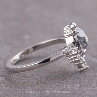 1.77 Carat Canadian Salt and Pepper Pear Diamond Engagement Ring, Avaline Setting, Platinum