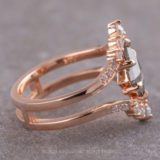 2.11 Carat Salt and Pepper Lozenge Diamond Engagement Ring, Empress Setting, 14K Rose Gold