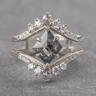 2.26 Carat Salt and Pepper Lozenge Diamond Engagement Ring, Empress Setting