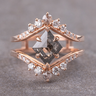 2.26 Carat Salt and Pepper Lozenge Diamond Engagement Ring, Empress Setting