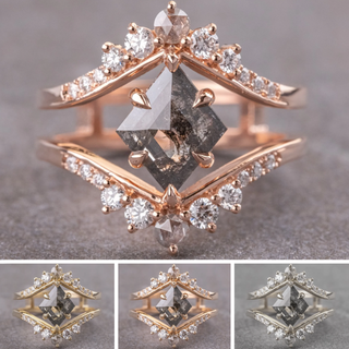 2.26 Carat Salt and Pepper Lozenge Diamond Engagement Ring, Empress Setting