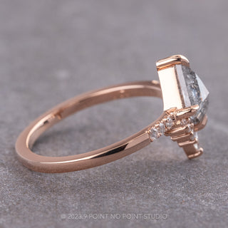 1.19 Carat Canadian Salt and Pepper Kite Diamond Engagement Ring, Avaline Setting, 14K Rose Gold