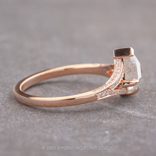 1.23 Carat Salt and Pepper Kite Diamond Engagement Ring, River Setting, 14K Rose Gold