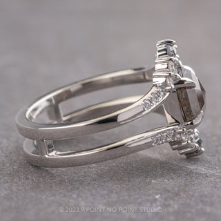 1.97 Carat Salt and Pepper Hexagon Diamond Engagement Ring, Empress Setting, Platinum