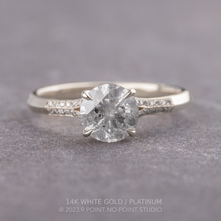2.04 Carat Salt and Pepper Round Diamond Engagement Ring, Mackenzie Setting