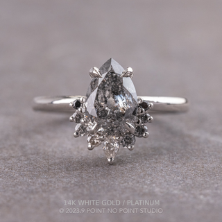 1.90 Carat Canadian Salt and Pepper Pear Diamond Engagement Ring, Ombre Ava Setting