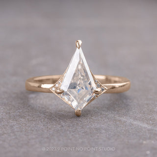 1.31 Carat Kite Moissanite and Diamond Engagement Ring, Aela Setting, 14k Rose Gold