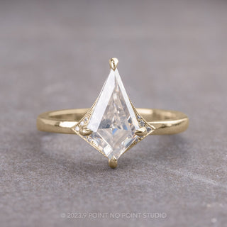 1.31 Carat Kite Moissanite and Diamond Engagement Ring, Aela Setting, 14k Yellow Gold
