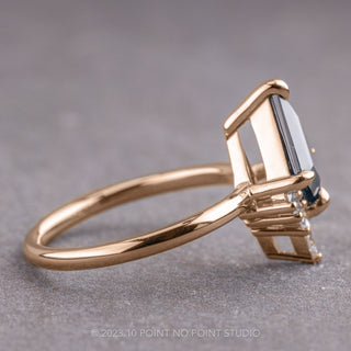 1.34 Carat Teal Kite Sapphire and Diamond Engagement Ring, Ava Setting, 14k Rose Gold