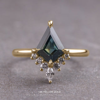 1.53 Carat Teal Kite Sapphire and Diamond Engagement Ring, Ava Setting