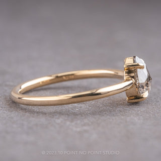 .98 Carat Salt and Pepper Pear Diamond Engagement Ring, Jane Setting, 14K Yellow Gold