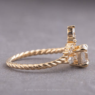 1.37 Carat Canadian Salt and Pepper Hexagon Diamond Engagement Ring, Andromeda Setting, 14K Yellow Gold