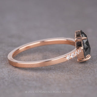 1.21 Carat Black Speckled Pear Diamond Engagement Ring, Jules Setting, 14K Rose Gold