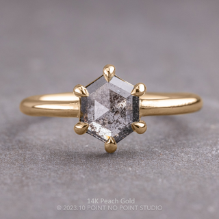 1.08 Carat Salt and Pepper Hexagon Diamond Engagement Ring, Jane Setting