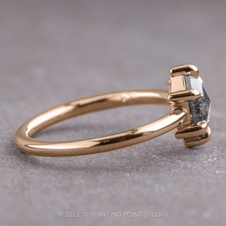 1.08 Carat Salt and Pepper Hexagon Diamond Engagement Ring, Jane Setting, 14K Rose Gold