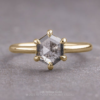 1.08 Carat Salt and Pepper Hexagon Diamond Engagement Ring, Jane Setting