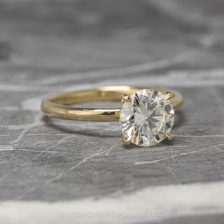 1.5 Carat Round Moissanite Engagement Ring, Jane Setting, 14k Yellow Gold