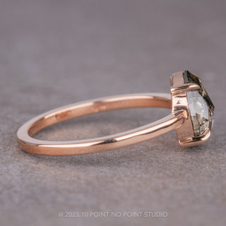 1.92 Carat Salt and Pepper Pear Diamond Engagement Ring, Jane Setting, 14k Rose Gold