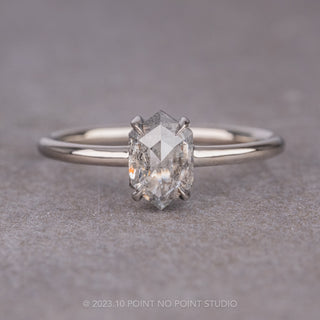 1.15 Carat Salt and Pepper Hexagon Diamond Engagement Ring, Jane Setting, 14K White Gold