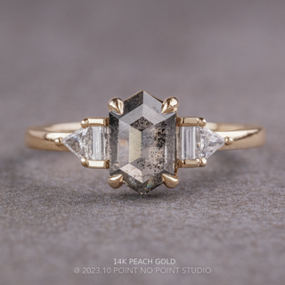 1.07 Carat Salt and Pepper Hexagon Diamond Engagement Ring, Beatrice Setting