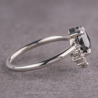 1.59 Carat Black Speckled Pear Diamond Engagement Ring, Ava Setting, Platinum
