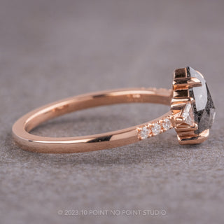 1.14 Carat Salt and Pepper Pear Diamond Engagement Ring, Eliza Setting, 14K Rose Gold