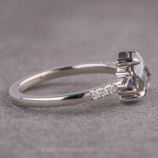 1.71 Carat Salt and Pepper Pear Diamond Engagement Ring, Eliza Setting, Platinum