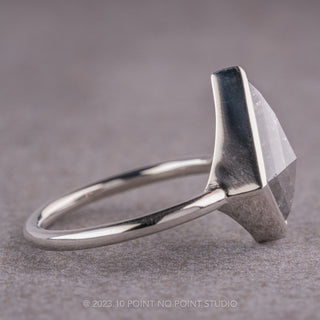 3.20 Carat Black Speckled Kite Diamond Engagement Ring, Bezel Jane Setting, Platinum