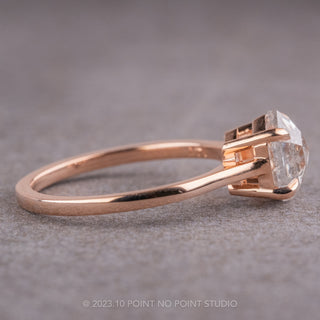1.76 Carat Canadian Salt and Pepper Hexagon Diamond Engagement Ring, Lark Setting, 14k Rose Gold