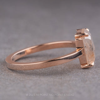 1.56 Carat Icy White Emerald Shaped Diamond Engagement Ring, Jane Setting, 14k Rose Gold
