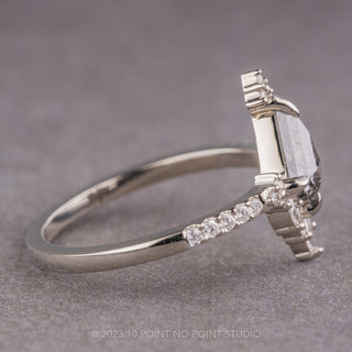 .93 Carat Salt and Pepper Kite Diamond Engagement Ring, Camila Setting, 14k White Gold