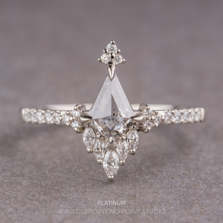 1.06 Carat Canadian Salt and Pepper Kite Diamond Engagement Ring, Camila Setting, Point No Point Studio. Available in a variety of metal types. Eco-friendly, Recycled Metals, Conflict Free.