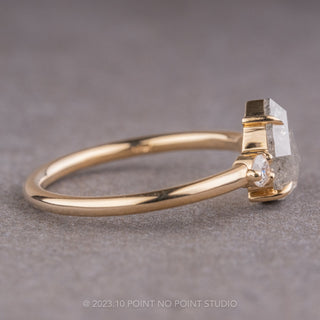 1.26 Carat Salt and Pepper Pear Diamond Engagement Ring, Zoe Setting, 14K Yellow Gold