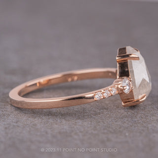 1.97 Carat Icy White Pear Diamond Engagement Ring, Eliza Setting, 14K Rose Gold