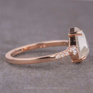 1.95 Carat Icy White Pear Diamond Engagement Ring, Eliza Setting, 14K Rose Gold