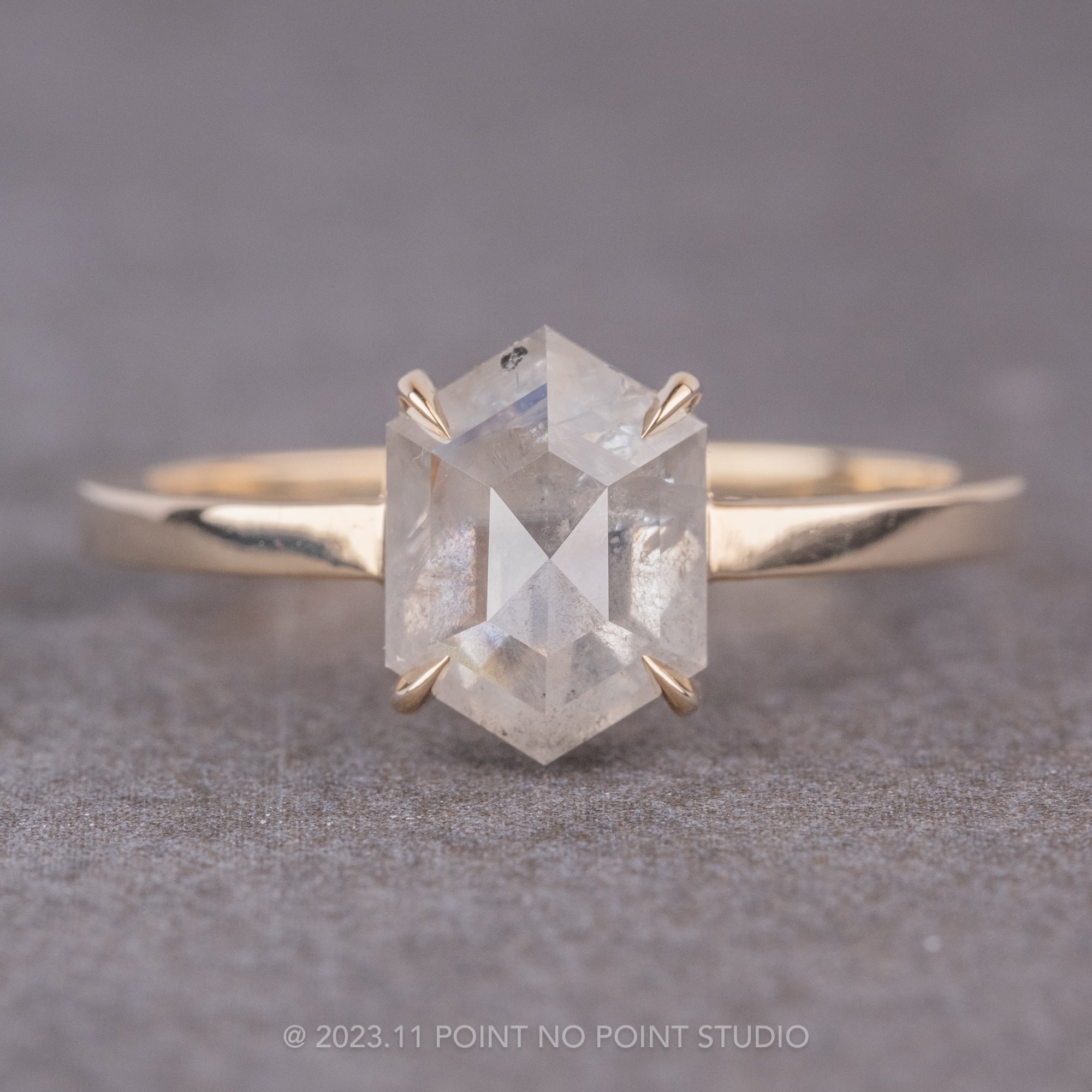 Icy White Diamond Engagement Ring, Point No Point Studio