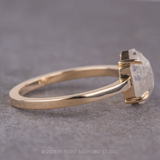 2.01 Carat Icy White Hexagon Diamond Engagement Ring, Jane Setting, 14K Yellow Gold
